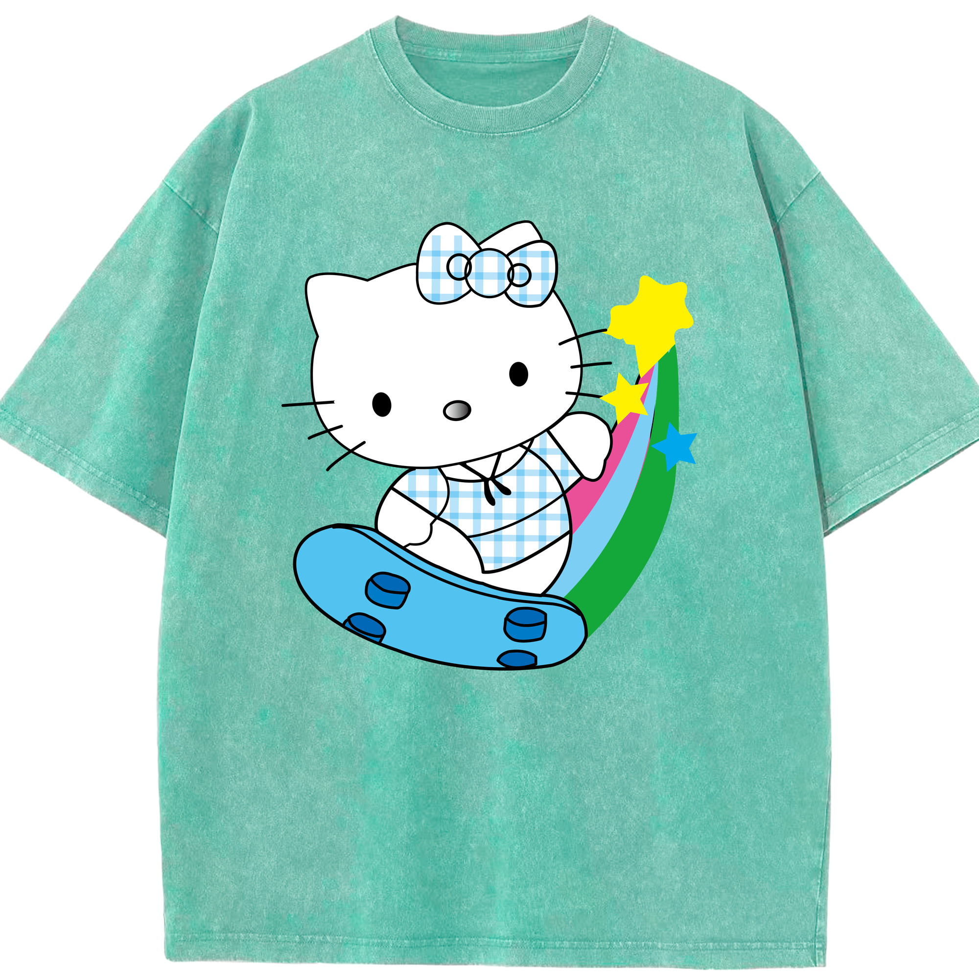 （画像用） Hello Kitty ハローキティ 綿100% ヴィンテージ風 半袖Tシャツ（フロントプリント）